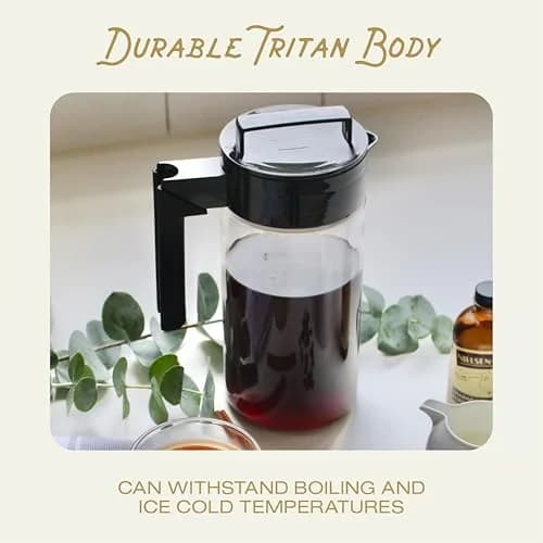 Takeya Deluxe Cold Brew Coffee Maker 1 Quart (3.78 L) Black | BPA-Free Tritan Pitcher with Airtight Lid & Fine-Mesh Filter thumbnail 3