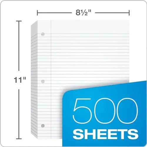 Oxford Loose Leaf Paper 8.5" x 11" | College Ruled, 500 Sheets, 3-Hole Punched (Pack of 10) thumbnail 2
