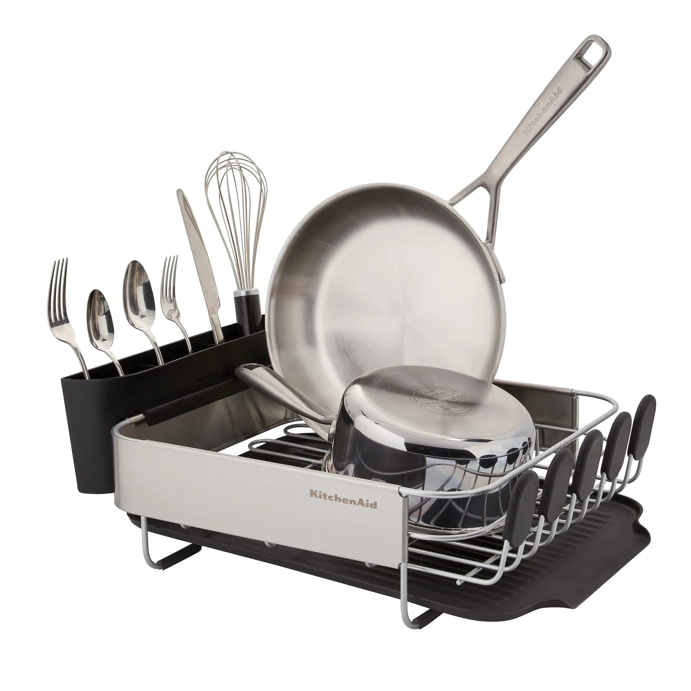KitchenAid Compact Black Dish Rack (Pack of 4) - Rust Resistant, Space Saving with Removable Caddy - view 2