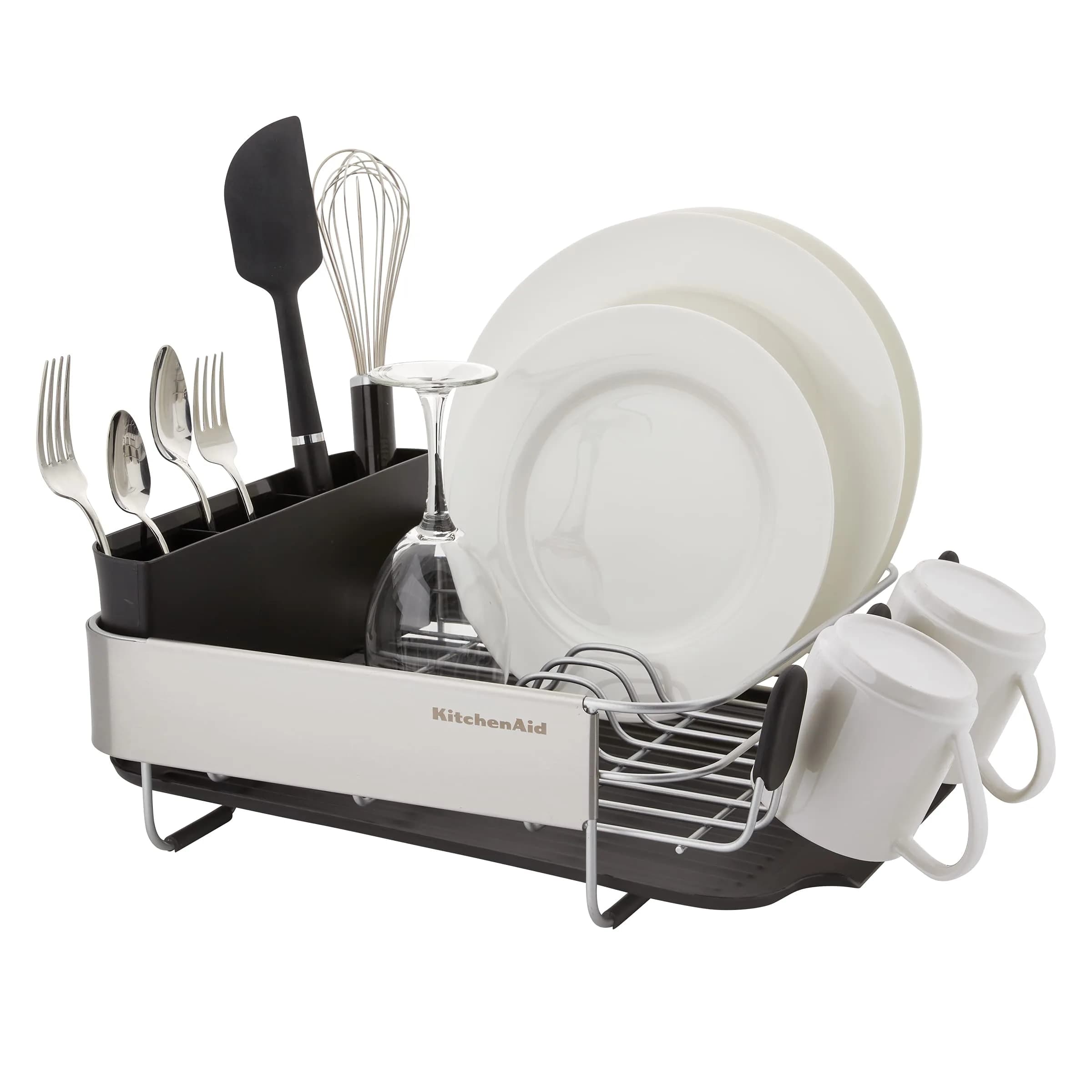 KitchenAid Compact Black Dish Rack (Pack of 4) - Rust Resistant, Space Saving with Removable Caddy - view 3