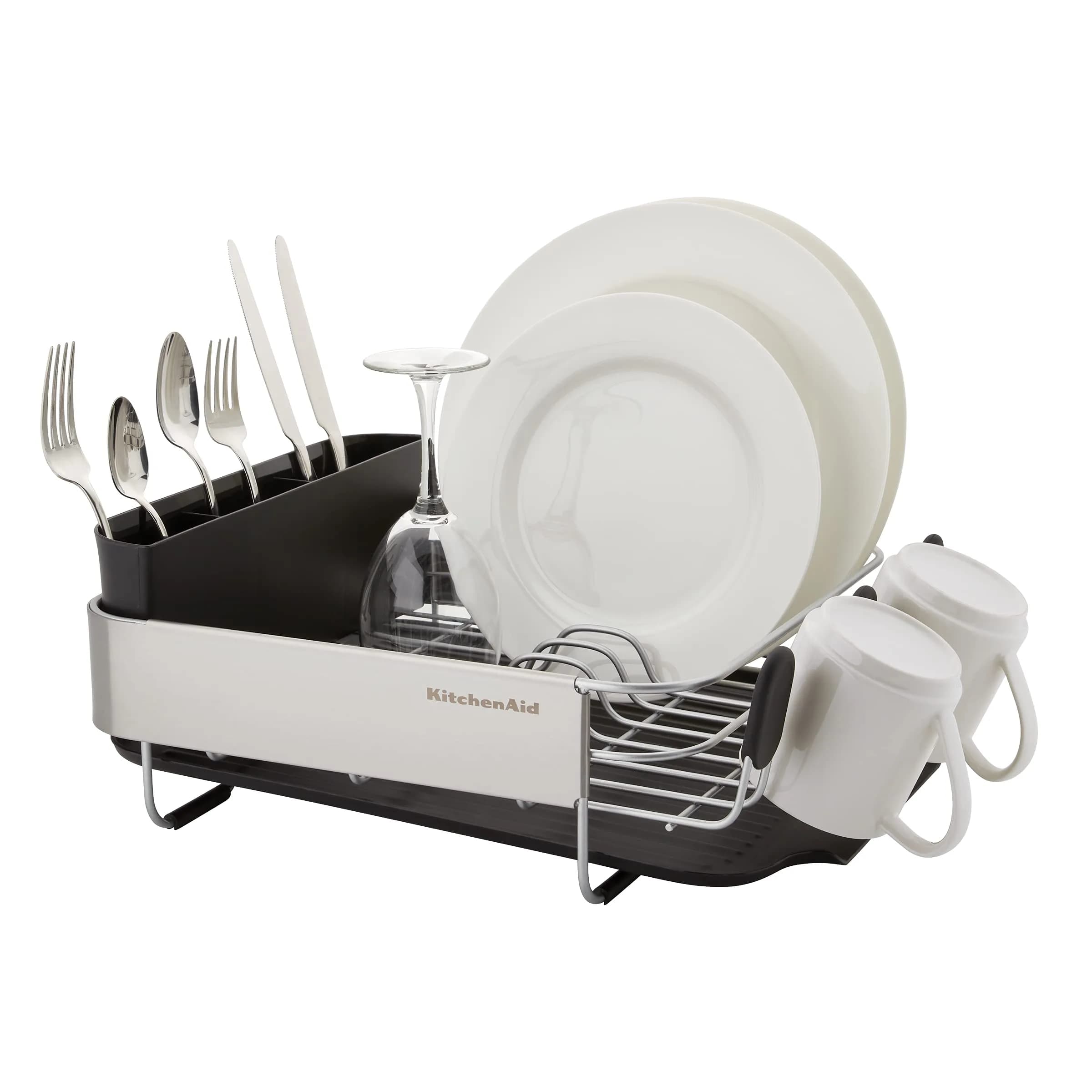 KitchenAid Compact Black Dish Rack (Pack of 4) - Rust Resistant, Space Saving with Removable Caddy - view 4