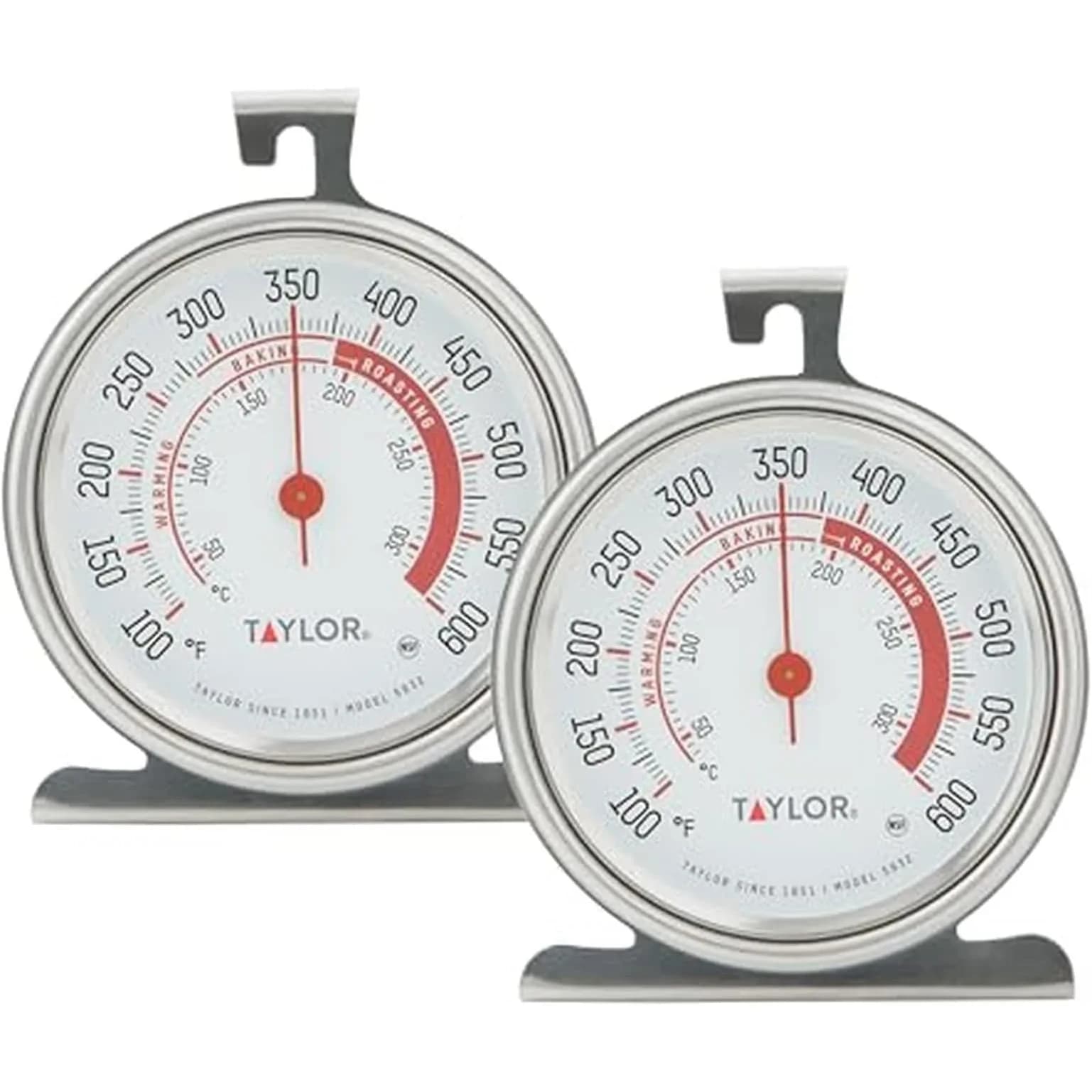 Taylor 5932 Large Dial Oven Thermometer, 3.25 Inch Stainless Steel Kitchen Cooking Thermometer for Oven, BBQ, Grill, Roasting, High Heat Resistance, Silver (Pack of 12) - main product image