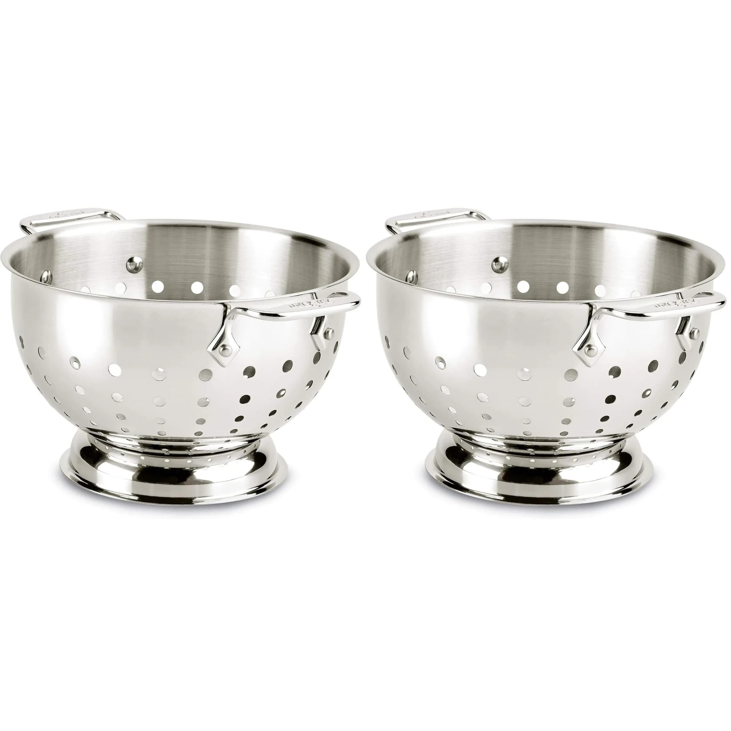 All-Clad Stainless Steel Colander 3 Quart (Pack of 2) | Quick Drainage & Stability — Pack of 2