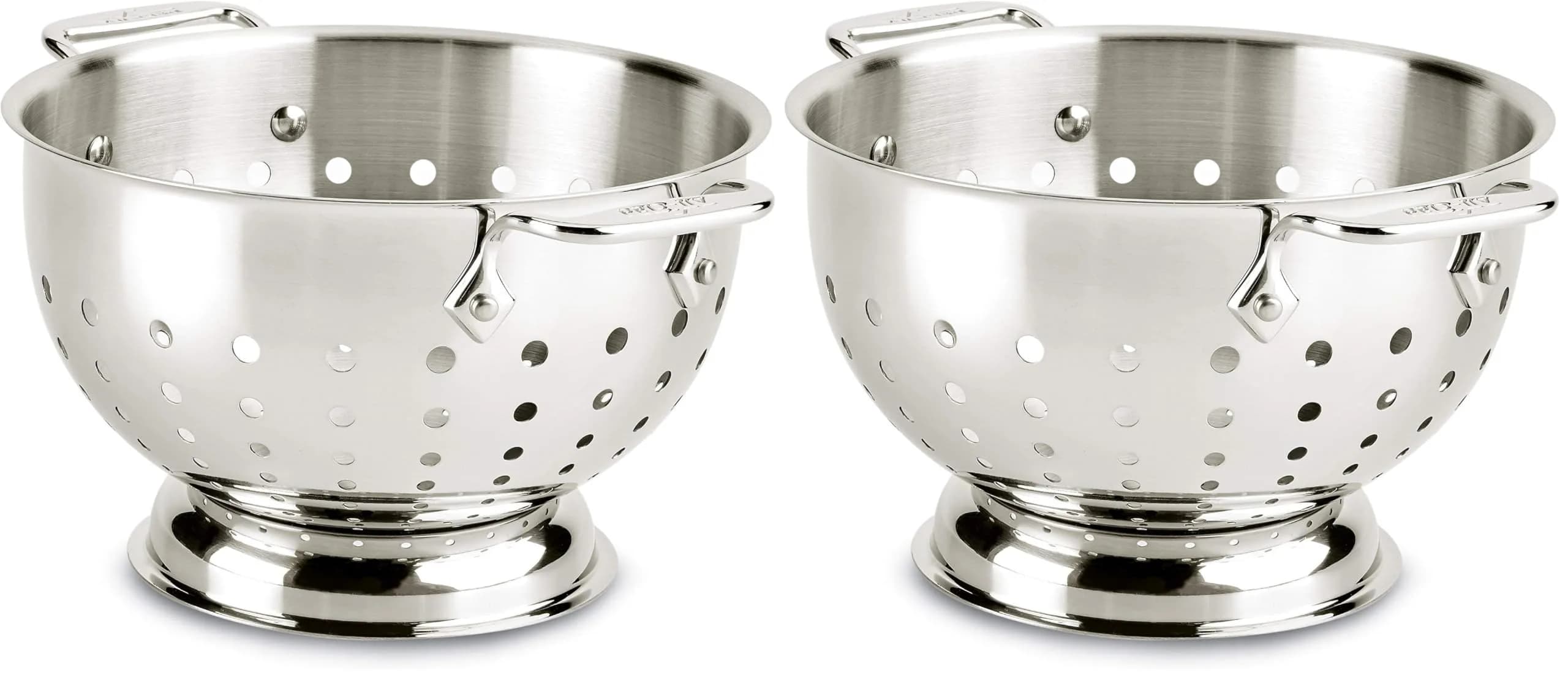 All-Clad Stainless Steel Colander 3 Quart (Pack of 2) | Quick Drainage & Stability - main product image