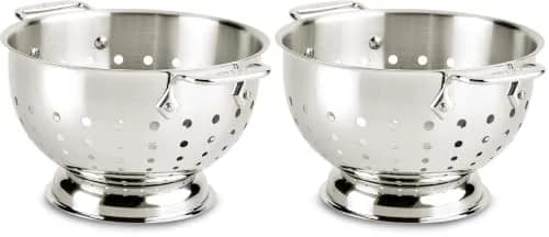 All-Clad Stainless Steel Colander 3 Quart (Pack of 2) | Quick Drainage & Stability thumbnail 1