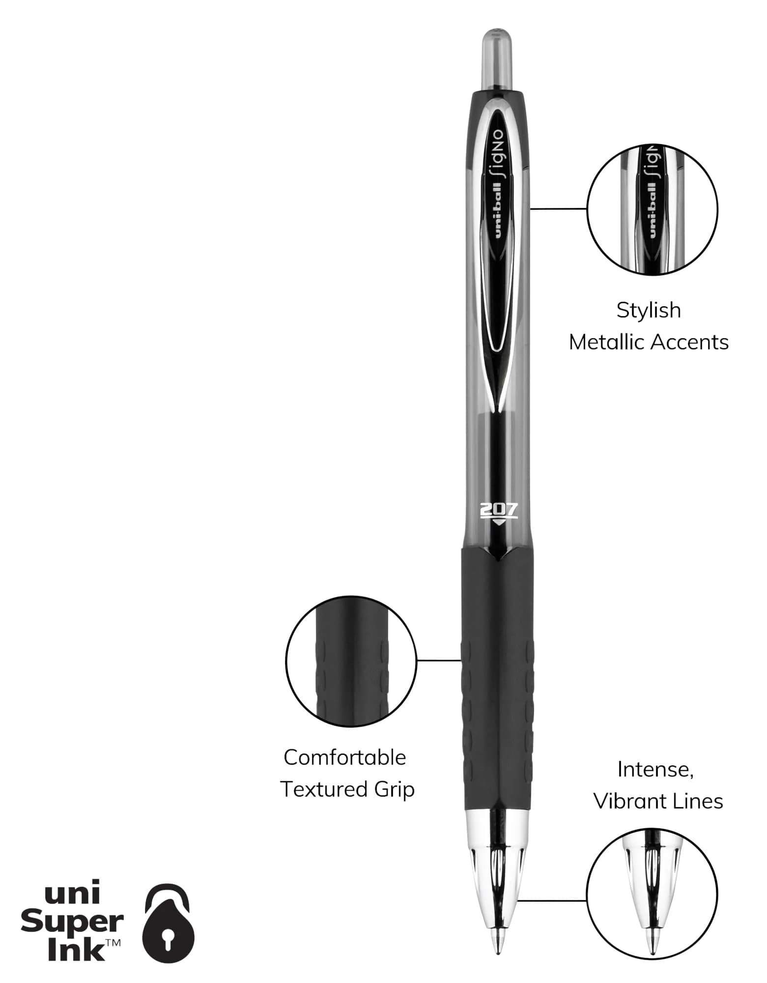 Uni-Ball 207 Retractable Gel Pens, Medium Point (0.7mm), Black, 36 Count (Pack of 6) | Smooth Ink Flow for Office & Students - view 2