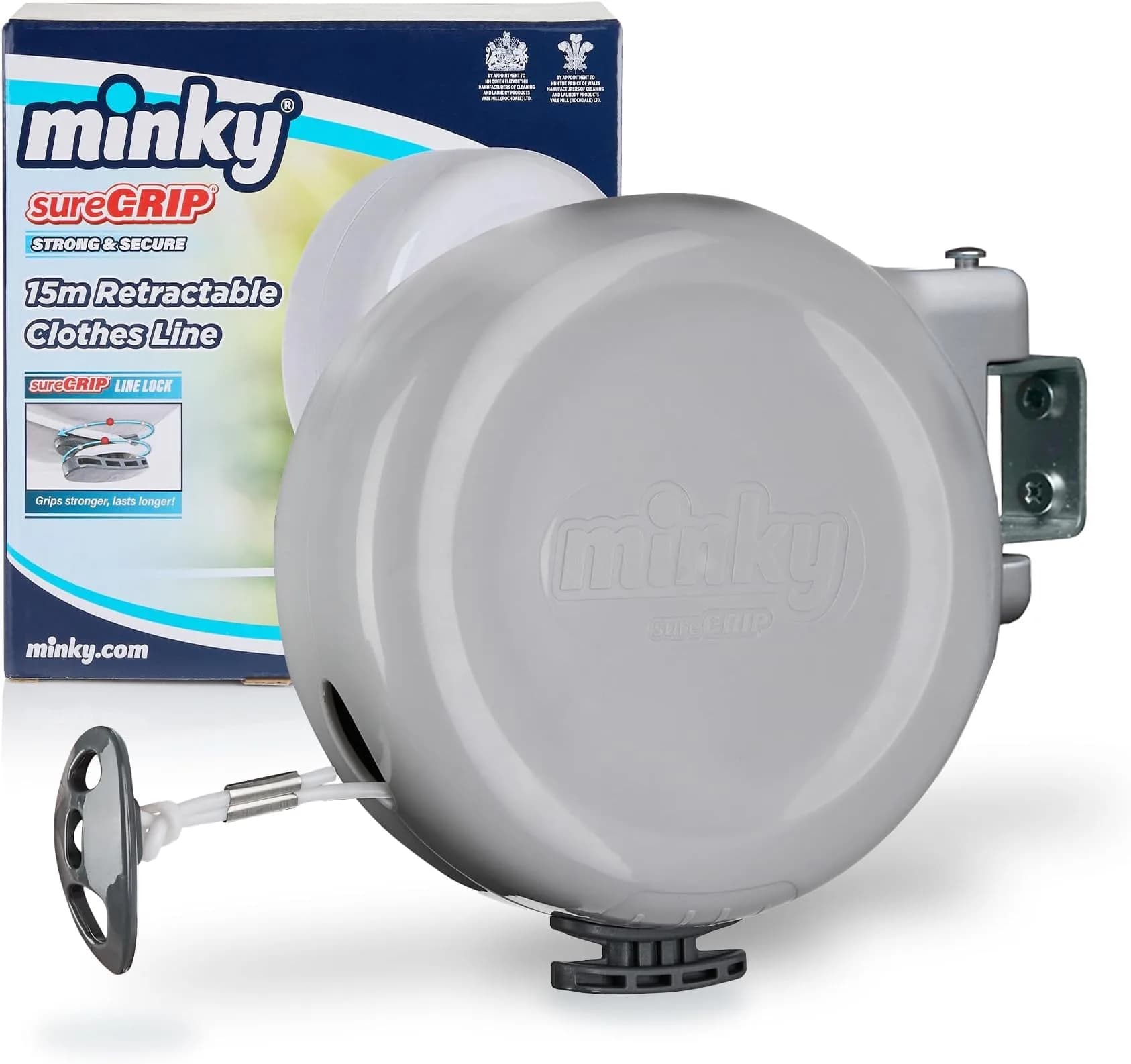 Minky Homecare Retractable Clothesline 49 Feet (14.9 m) Gray | Heavy Duty PVC Coated Line, Pack of 6 - main product image