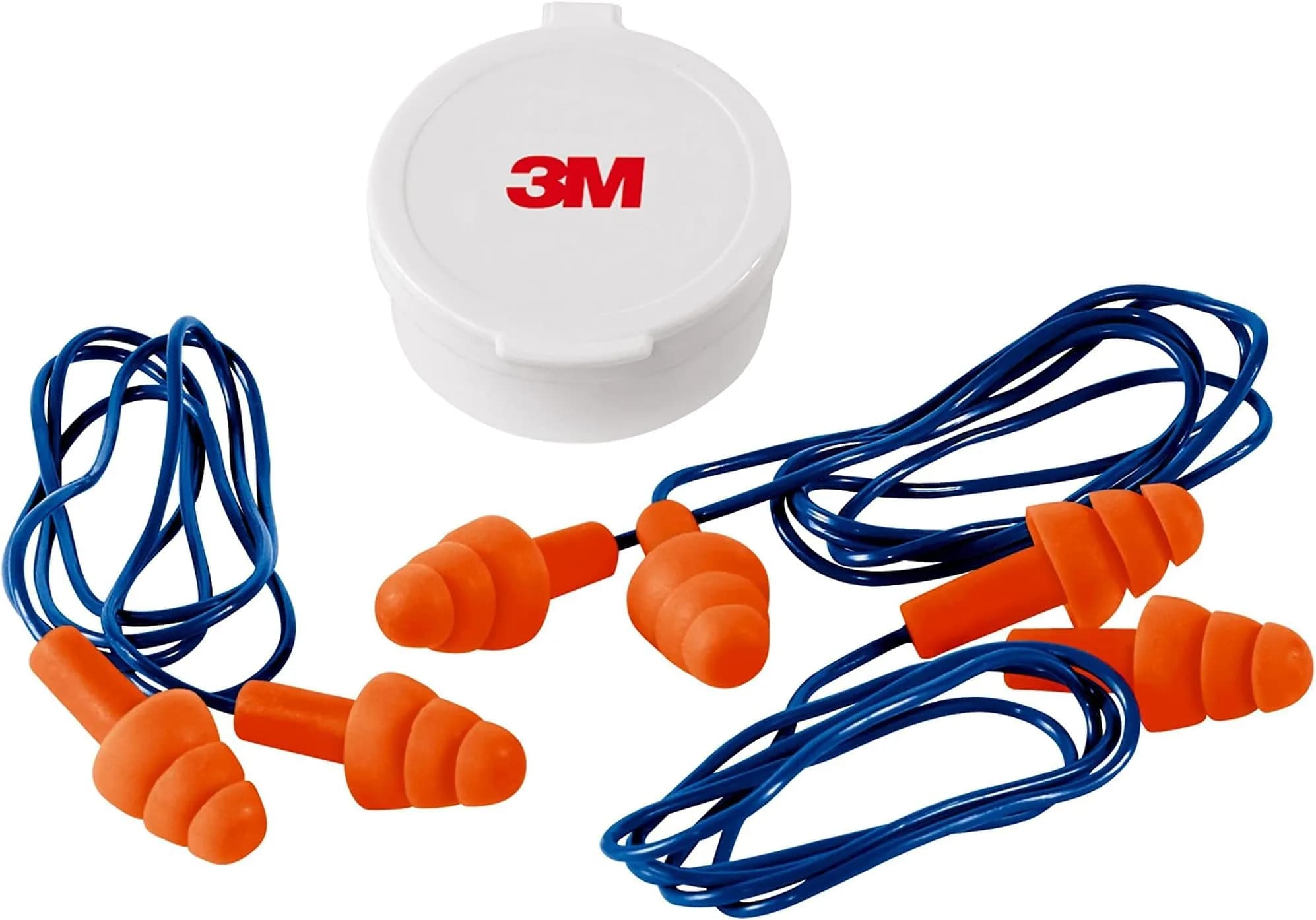 3M Corded Reusable Earplugs, Noise Reduction Rating 25 dB, Tri-Flange Design, 30 Pairs (Pack of 10) | Washable & Reusable Hearing Protection - main product image