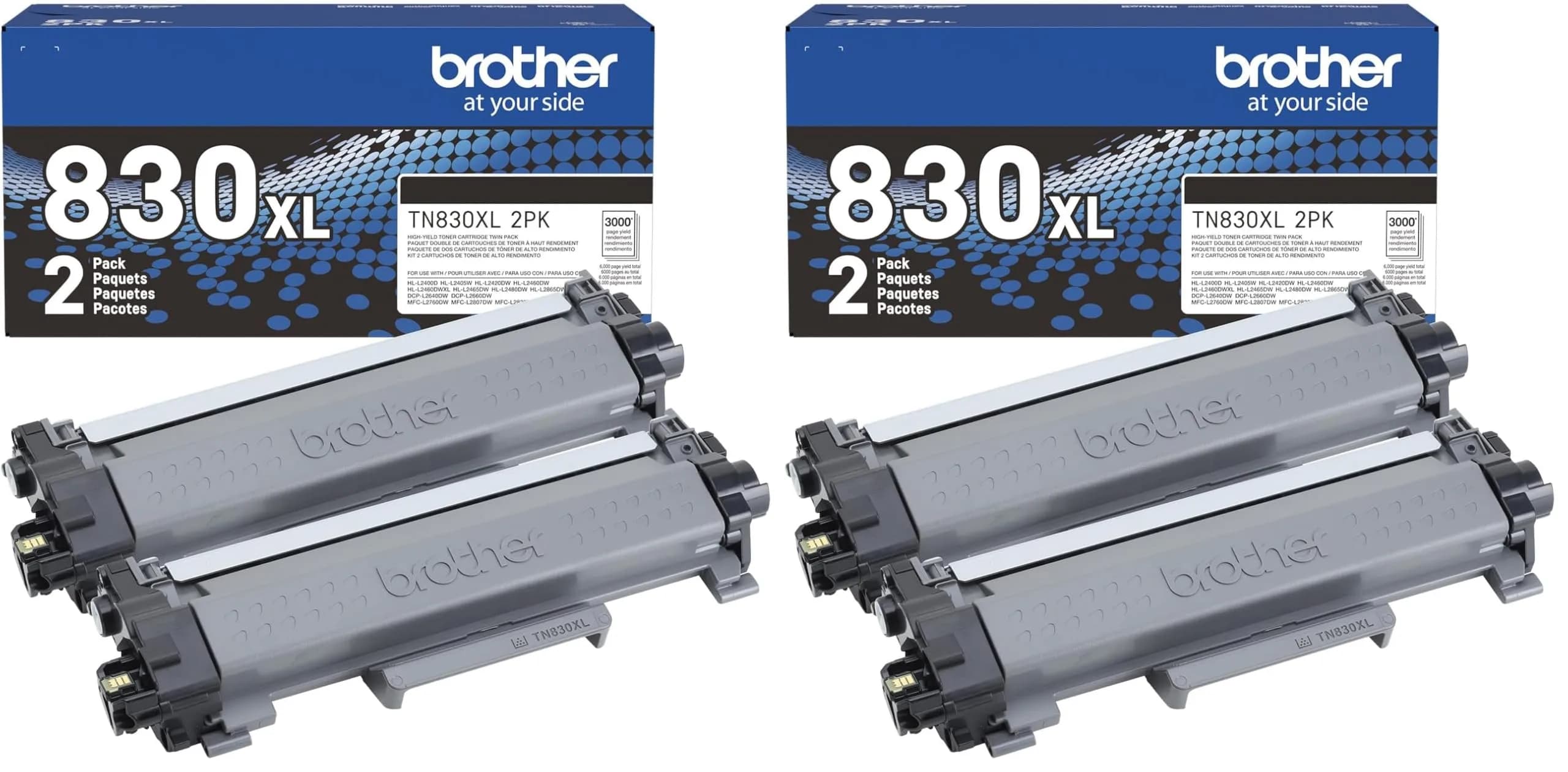 Brother Genuine TN830XL Black High Yield Toner Cartridge 2-Count | Print up to 3,000 Pages Each — High Yield