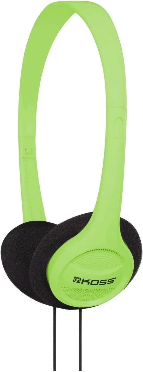 Koss KPH7G Portable On-Ear Headphone with Adjustable Headband - Green, 8.7 x 6.2 x 2.0, (Pack of 6) — Green