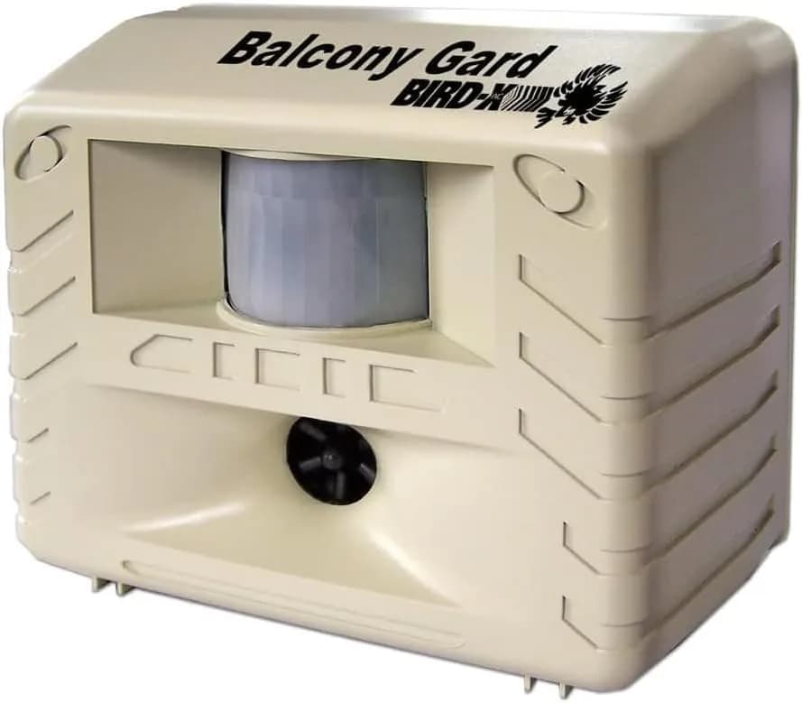 Bird-X Balcony Gard Ultrasonic Bird Preventer, Outdoor Bird Decoy with Motion-Sensor, Covers up to 900 sq. ft., 15-25 kHz Frequency | Humane Bird Deterrent thumbnail 2