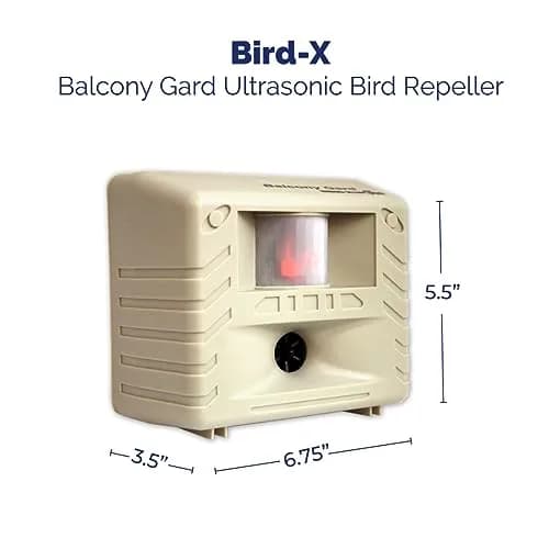 Bird-X Balcony Gard Ultrasonic Bird Preventer, Outdoor Bird Decoy with Motion-Sensor, Covers up to 900 sq. ft., 15-25 kHz Frequency | Humane Bird Deterrent thumbnail 3