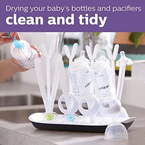 Philips Avent Drying Rack White SCF149/00 | Fits 8 Bottles, Nipples, Pump Parts & Accessories | 33cm (13.1") Long thumbnail 2