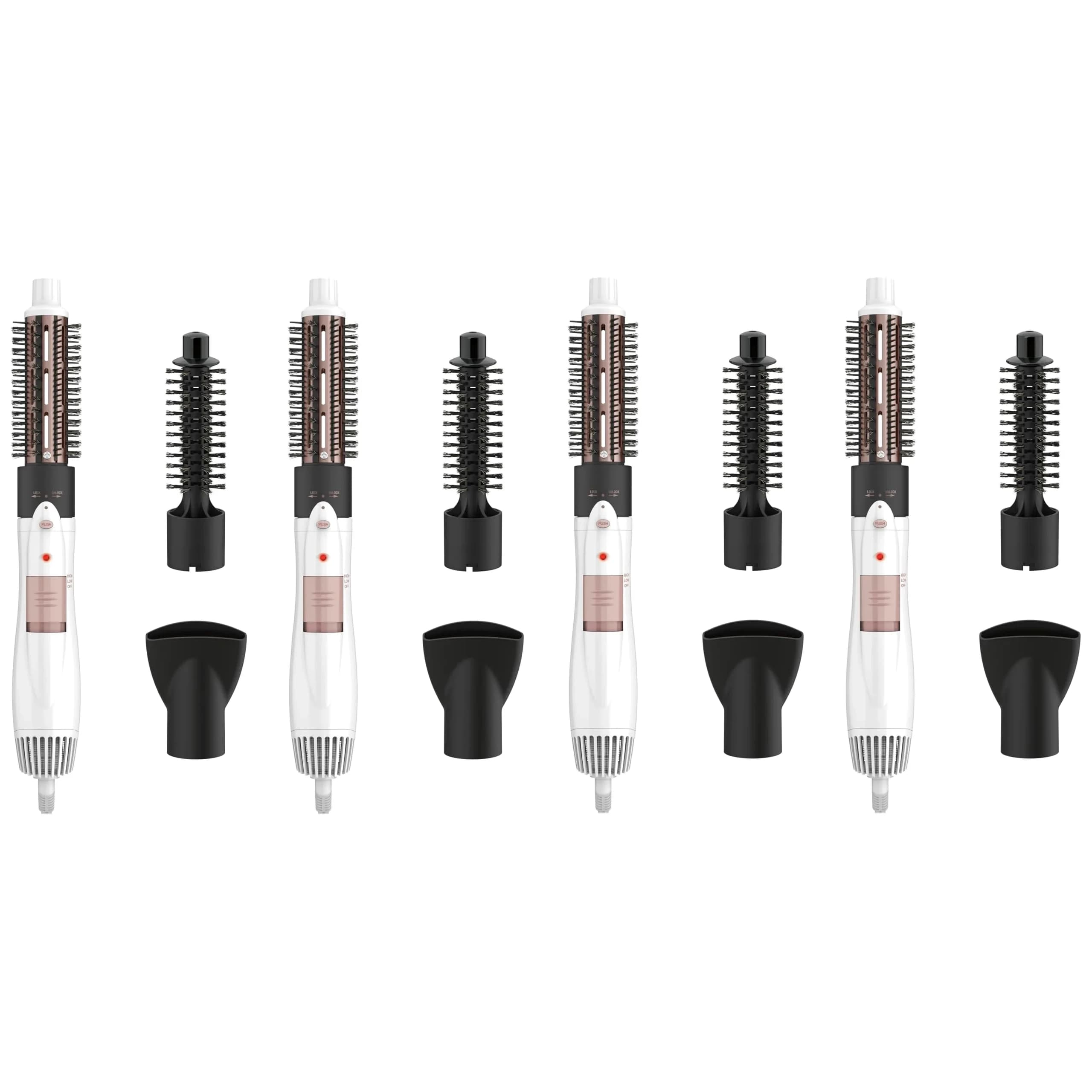 Conair Double Ceramic 3-in-1 Hot Air Brush with 4 Interchangeable Attachments | 1000W Styling Tool for Curls & Straight Styles — White