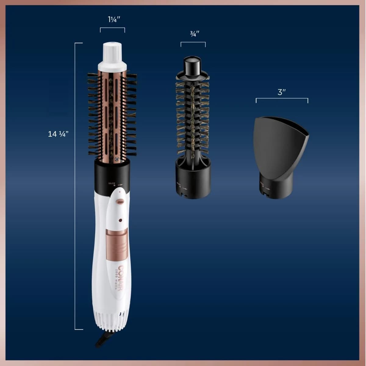 Conair Double Ceramic 3-in-1 Hot Air Brush with 4 Interchangeable Attachments | 1000W Styling Tool for Curls & Straight Styles - view 5