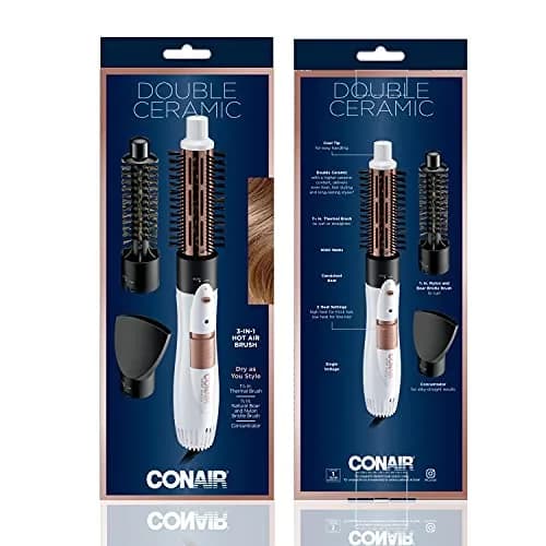 Conair Double Ceramic 3-in-1 Hot Air Brush with 4 Interchangeable Attachments | 1000W Styling Tool for Curls & Straight Styles thumbnail 6
