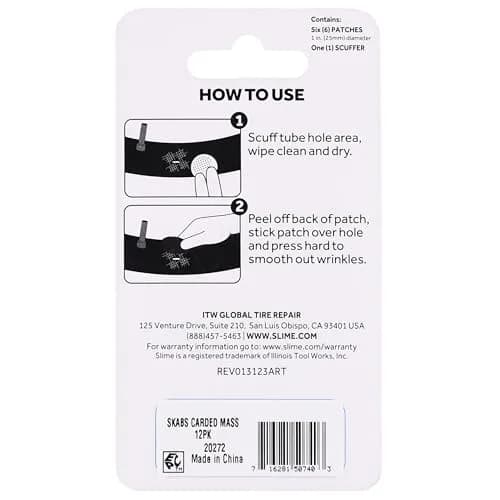 Slime Bike Skabs Pre-Glued Patch Kit | Peel & Stick, 6 Patches, Compact, for Bike Tube Repair thumbnail 7