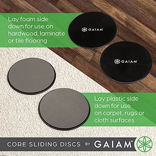 Gaiam Core Sliding Discs - Dual Sided Workout Sliders for Carpet & Hardwood Floor | Core Strengthening Equipment thumbnail 2