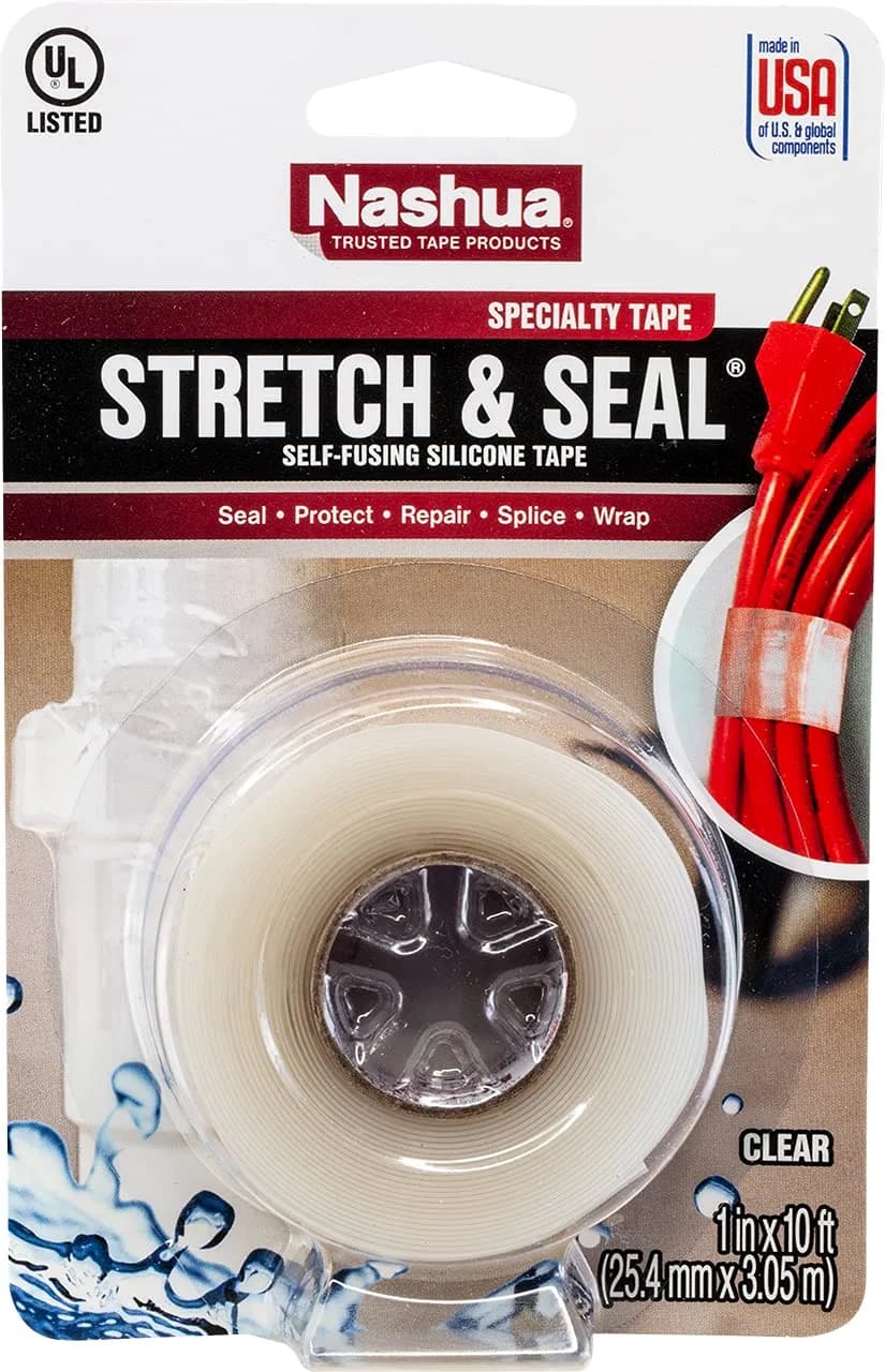 Nashua Stretch & Seal Self-Fusing Silicone Tape Clear 1 in. x 10 ft. (Pack of 6) | Sticks to Itself for Airtight, Waterproof Seals — Clear