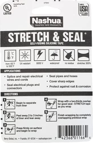 Nashua Stretch & Seal Self-Fusing Silicone Tape Clear 1 in. x 10 ft. (Pack of 6) | Sticks to Itself for Airtight, Waterproof Seals thumbnail 2