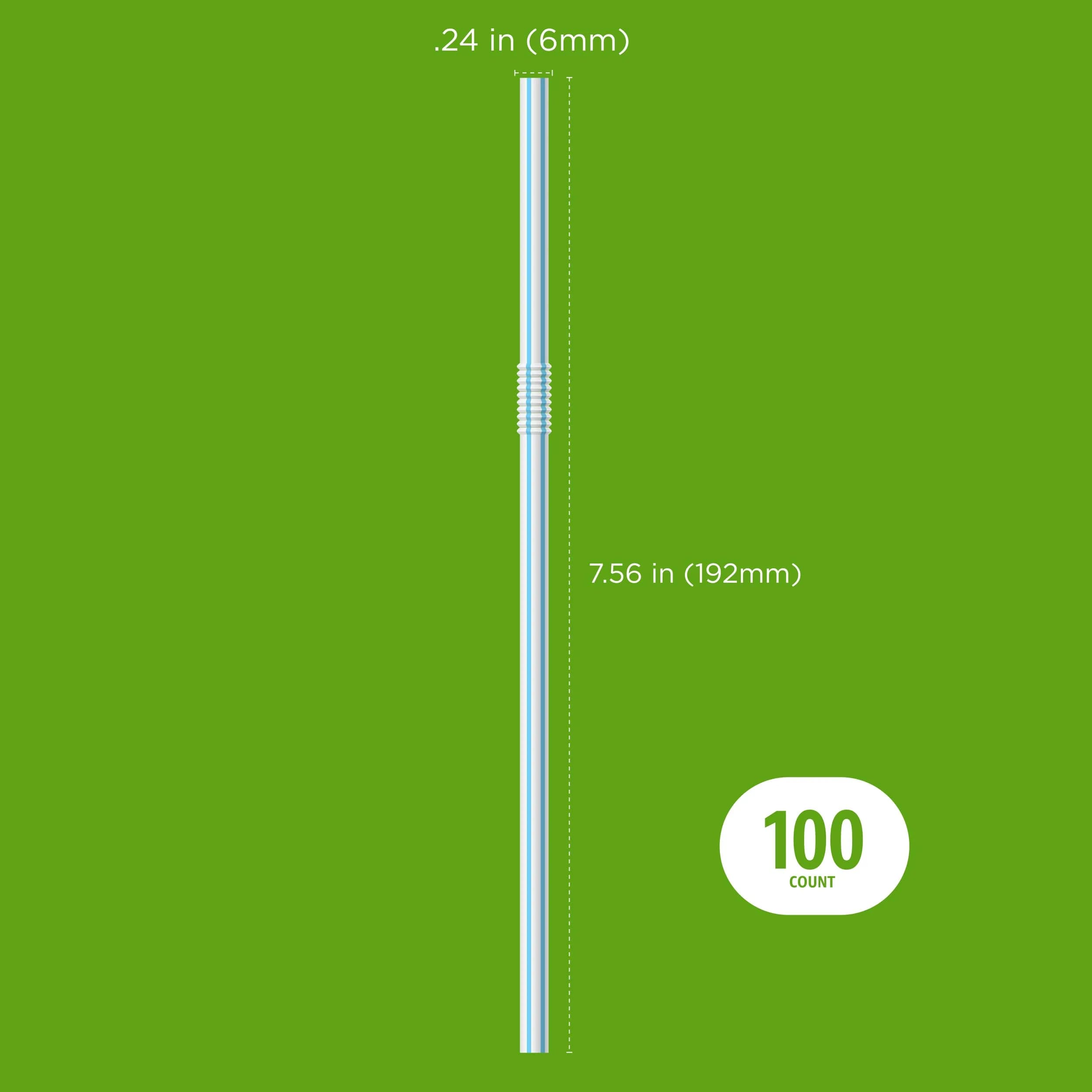 Amazon Basics Disposable Striped Flex Straws 600 Count (6 Packs of 100) | Food-Grade Plastic for Everyday Use - view 3