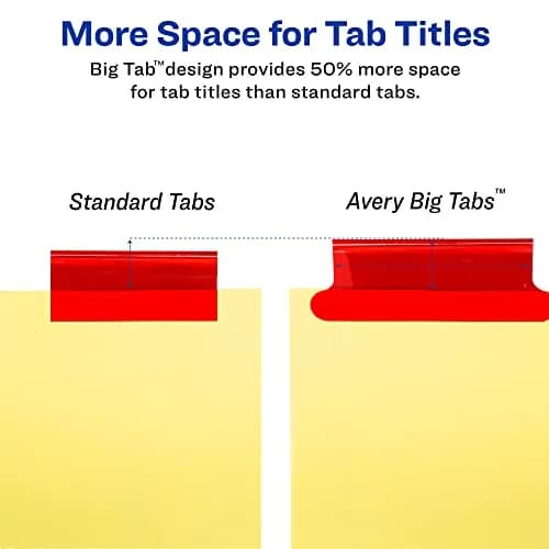 Avery 8-Tab Binder Dividers with Big Tabs, Multicolor Inserts, 48-Tab Set | Organize School, Office, or Home thumbnail 5