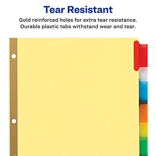 Avery 8-Tab Binder Dividers with Big Tabs, Multicolor Inserts, 48-Tab Set | Organize School, Office, or Home thumbnail 4