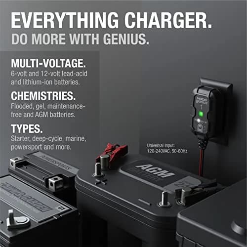 NOCO GENIUS1 1A 6V/12V Smart Battery Charger – Automatic Maintainer, Trickle Charger & Desulfator 156g (5.5oz) | Charges Dead Batteries thumbnail 5