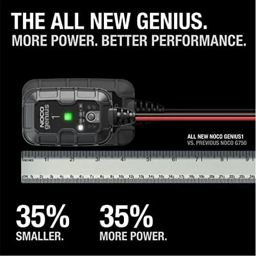 NOCO GENIUS1 1A 6V/12V Smart Battery Charger – Automatic Maintainer, Trickle Charger & Desulfator 156g (5.5oz) | Charges Dead Batteries thumbnail 2