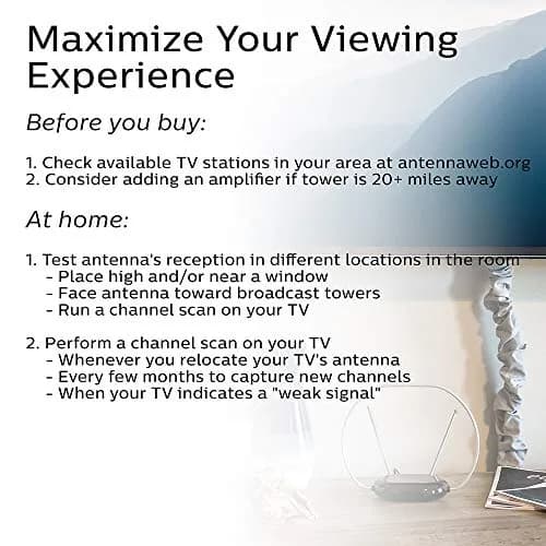 Philips Rabbit Ears Indoor TV Antenna | 4K/1080p Compatible, Pack of 6, Tabletop Design thumbnail 4