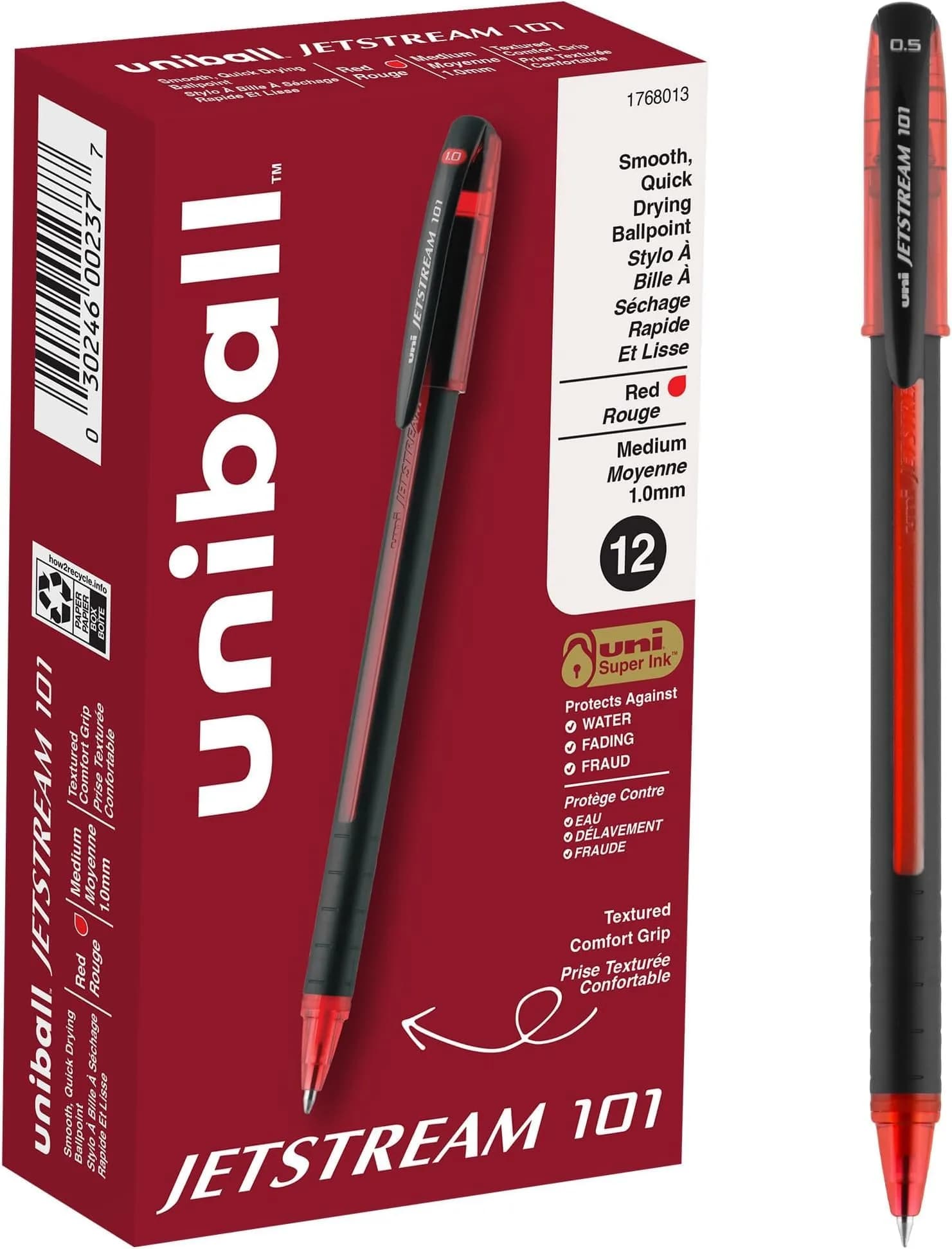 Uni-Ball Jetstream 101 Ballpoint Pen, Medium Point (1.0mm), Red (Pack of 144) | Smooth Ink Flow — Red