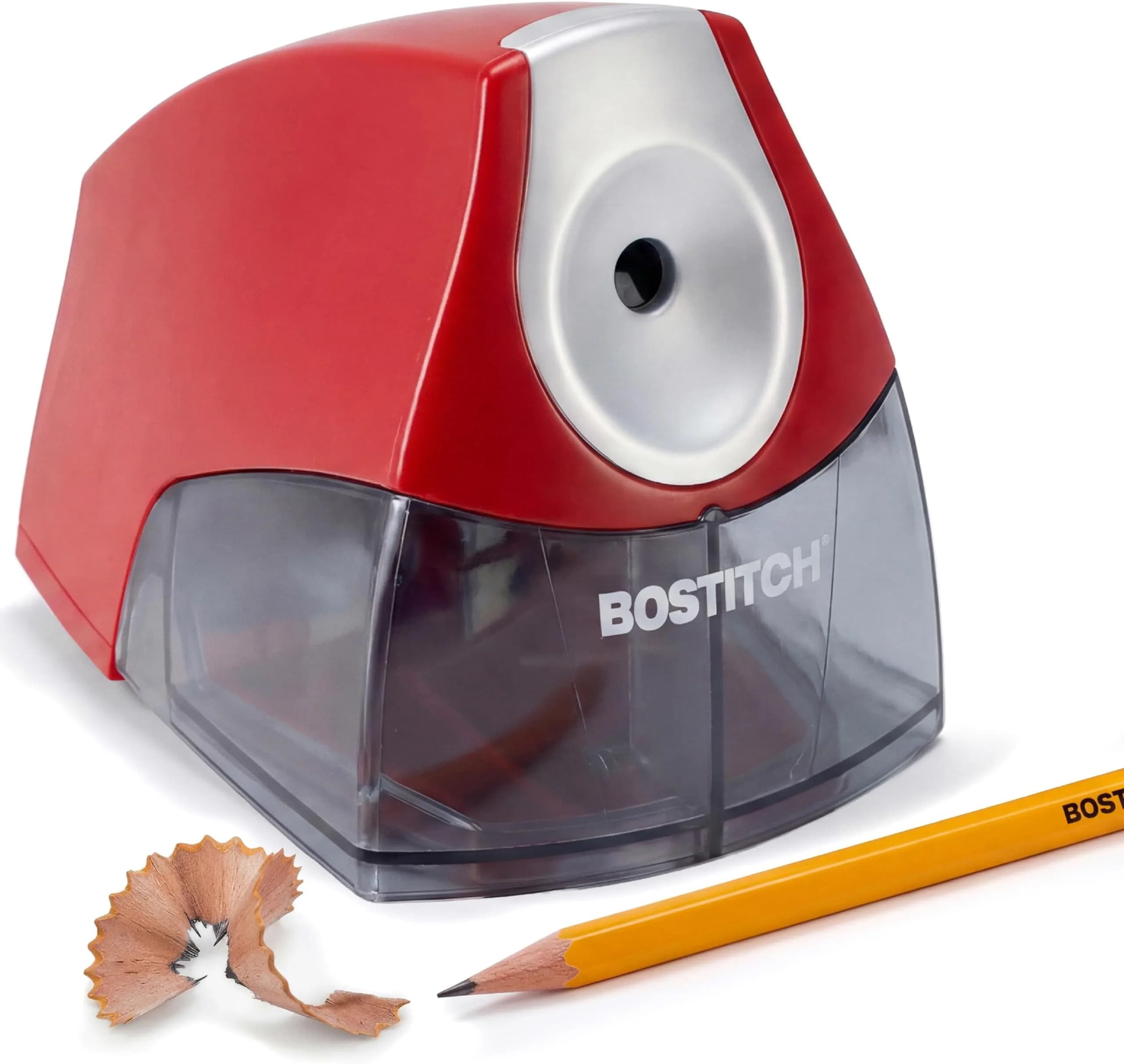 Bostitch Office Electric Pencil Sharpener for Classroom & Desk Use, Heavy-Duty Stall-Free Motor, High-Capacity Shavings Tray, Red | 6 Pack — Red