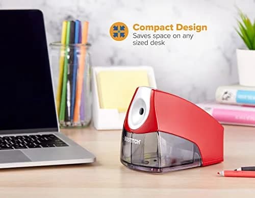 Bostitch Office Electric Pencil Sharpener for Classroom & Desk Use, Heavy-Duty Stall-Free Motor, High-Capacity Shavings Tray, Red | 6 Pack thumbnail 3