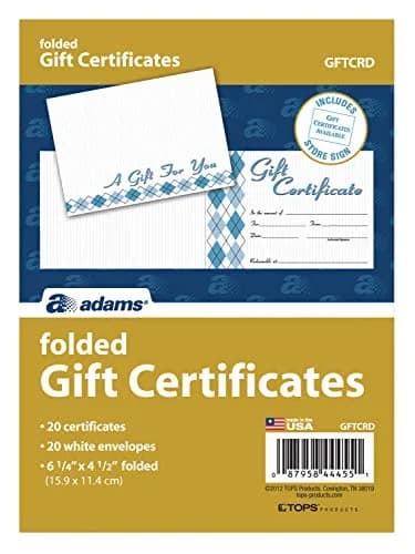 Adams Gift Certificate Cards, 20 Folded Cards and Envelopes, 6.25 x 4.50 Inches, White (Pack of 8) | Premium Card Stock for Business thumbnail 2