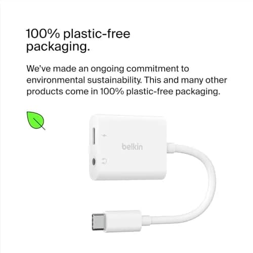 Belkin Rockstar™ 3.5mm Audio with USB-C Charge Adaptor Included, White (Pack of 6) | Dual Port USB-C Audio & Fast Charging thumbnail 6