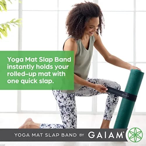 Gaiam Yoga Mat Strap Slap Band | Secure & Travel-Friendly (20"L x 1.5"W) Black thumbnail 2