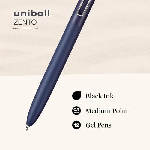 Uni-Ball Zento Liquid Gel Ink Retractable Pens, Medium Point (0.7mm), Muted Barrels, Black Ink, Pack of 144 | Smooth Writing for Professionals & Students thumbnail 4