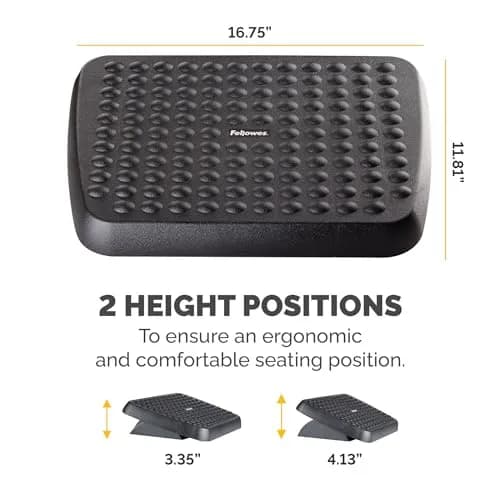 Fellowes Standard Foot Rest 2-Pack Graphite | Dual-Position Height Adjustment & Free-Floating Platform thumbnail 3