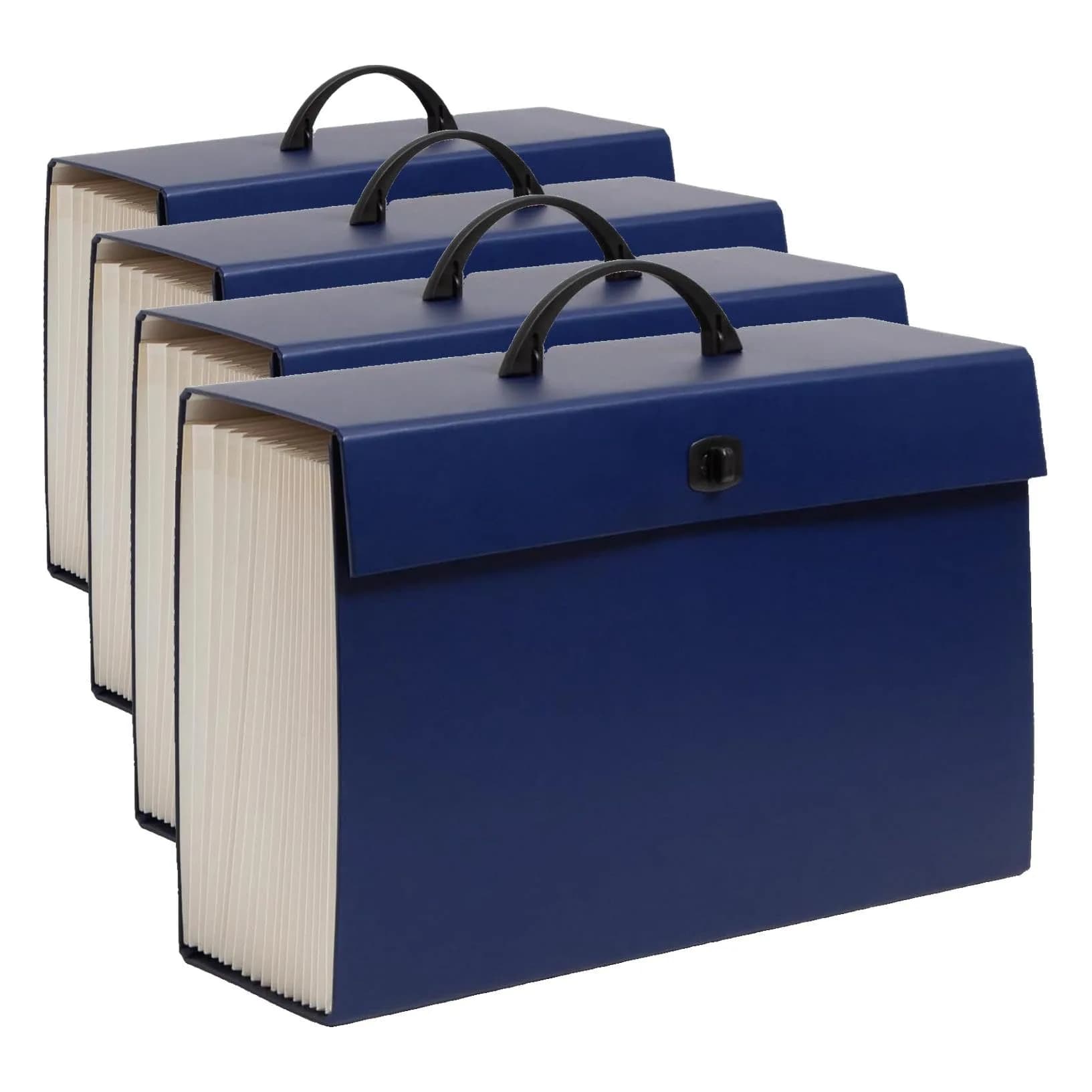 Smead A-Z and Subject Expanding File Box, 19 Pockets, Legal Size, Black | Heavy-Duty Board Exterior — Blue