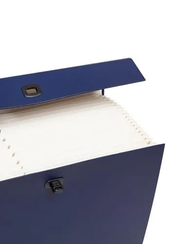 Smead Portable Expanding File Box, 19 Pockets, Blank Tabs, Legal Size, Blue (Pack of 4) | Heavy-Duty Document Organizer for Office & Travel thumbnail 5