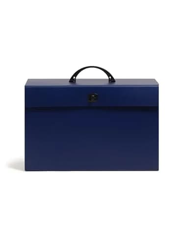 Smead Portable Expanding File Box, 19 Pockets, Blank Tabs, Legal Size, Blue (Pack of 4) | Heavy-Duty Document Organizer for Office & Travel thumbnail 2