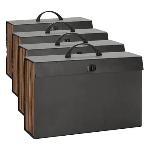 SMEAD Legal Size Expanding File Box with 19 Pockets | A-Z & Subject Index, Black, Pack of 4 thumbnail 1