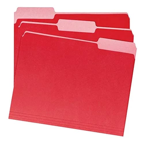Amazon Basics File Folders, Letter Size, 1/3 Cut Tab, Red, 360 Pack | Durable Red Covers with Lighter Interiors thumbnail 2