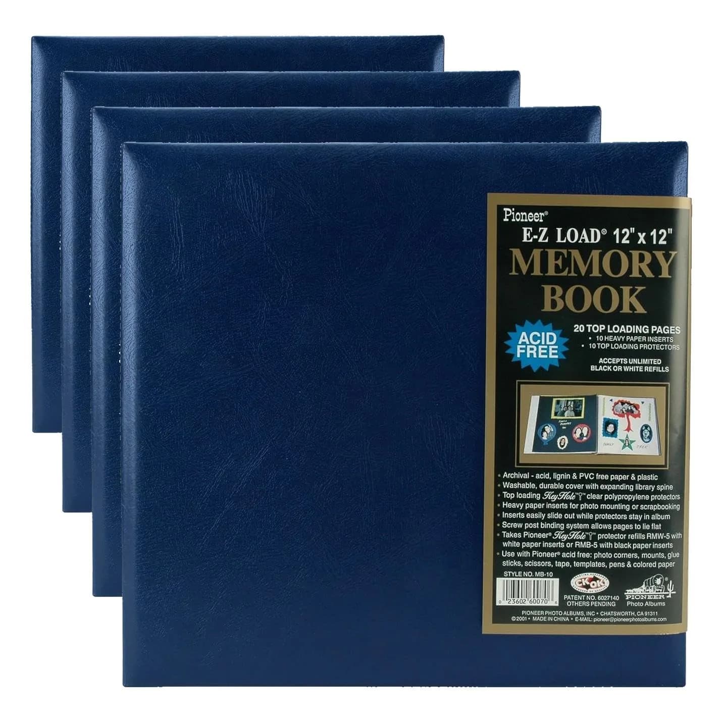 Pioneer Photo Albums Navy Blue Leatherette Postbound Album 31.7cm (12.5in) | Pack of 4 - main product image