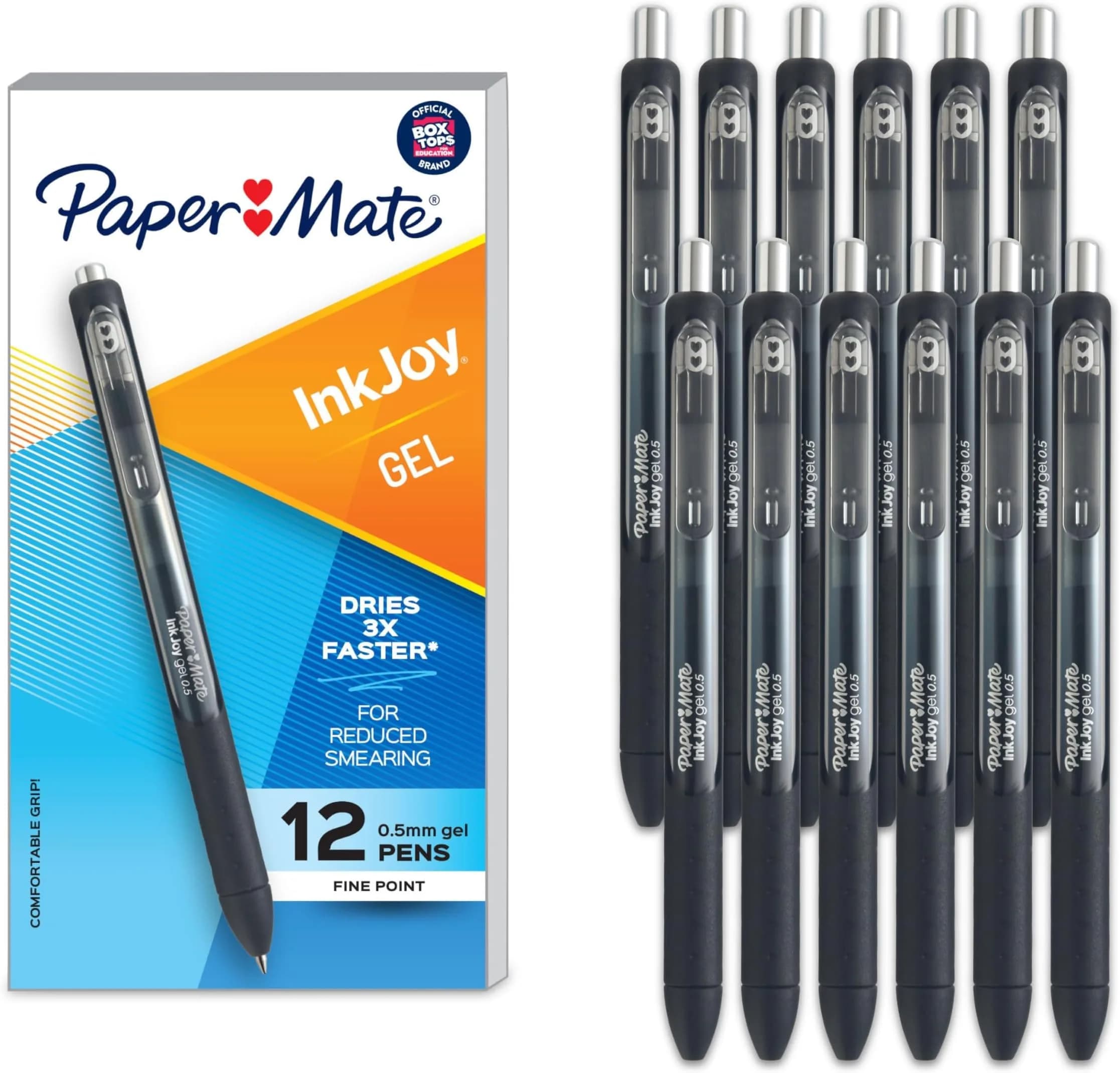 Paper Mate InkJoy Gel Pens, Assorted Colors, 0.5mm Fine Point, 168 Count | Smooth Writing Gel Pens for Students & Professionals — Black
