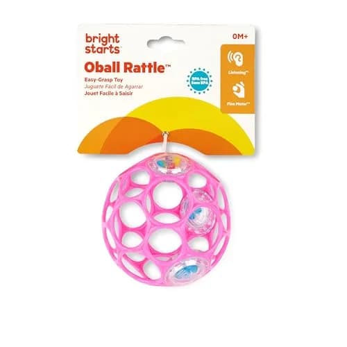 Bright Starts Oball Easy-Grasp Baby Rattle Ball, Pink, 6-Pack | BPA-Free for Newborns and Up thumbnail 4