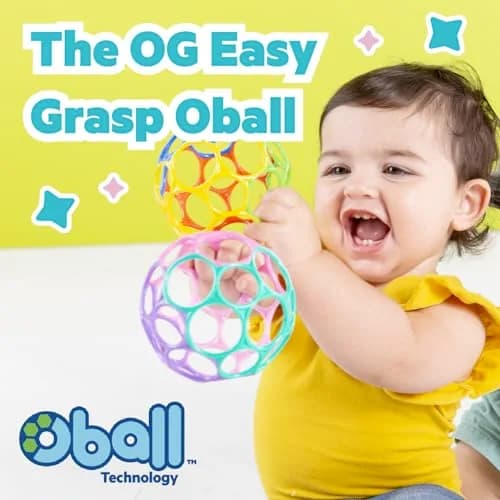Bright Starts Oball Easy-Grasp Baby Rattle Ball, Pink, 6-Pack | BPA-Free for Newborns and Up thumbnail 5