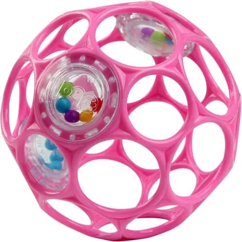 Bright Starts Oball Easy-Grasp Baby Rattle Ball, Pink, 6-Pack | BPA-Free for Newborns and Up thumbnail 1