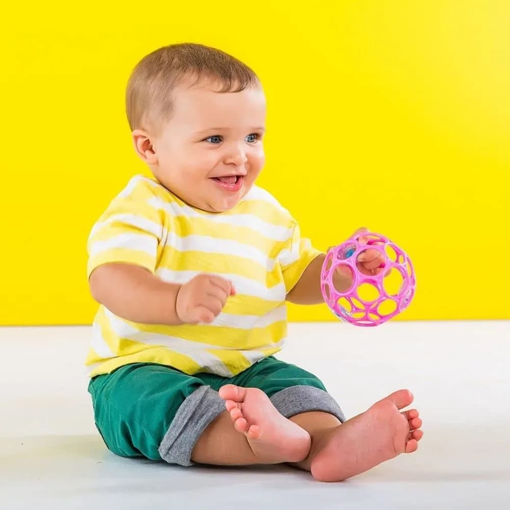 Bright Starts Oball Easy-Grasp Baby Rattle Ball, Pink, 6-Pack | BPA-Free for Newborns and Up - view 9