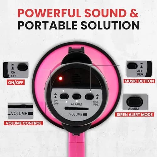 Pyle Portable Megaphone Speaker Siren Bullhorn - Pink, 30W Power, Pack of 6 | 800+ Yards PA Sound thumbnail 4